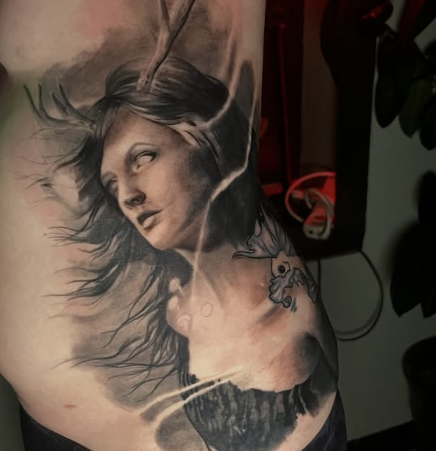 Woman portrait rib piece